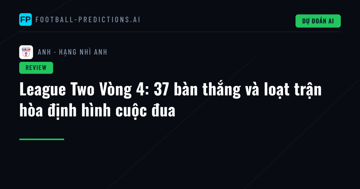 League Two Vòng 4: 37 bàn thắng và loạt trận hòa định hình cuộc đua