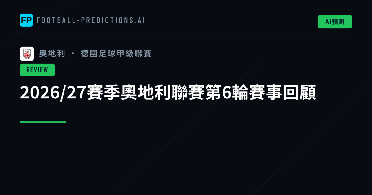 2026/27賽季奧地利聯賽第6輪賽事回顧