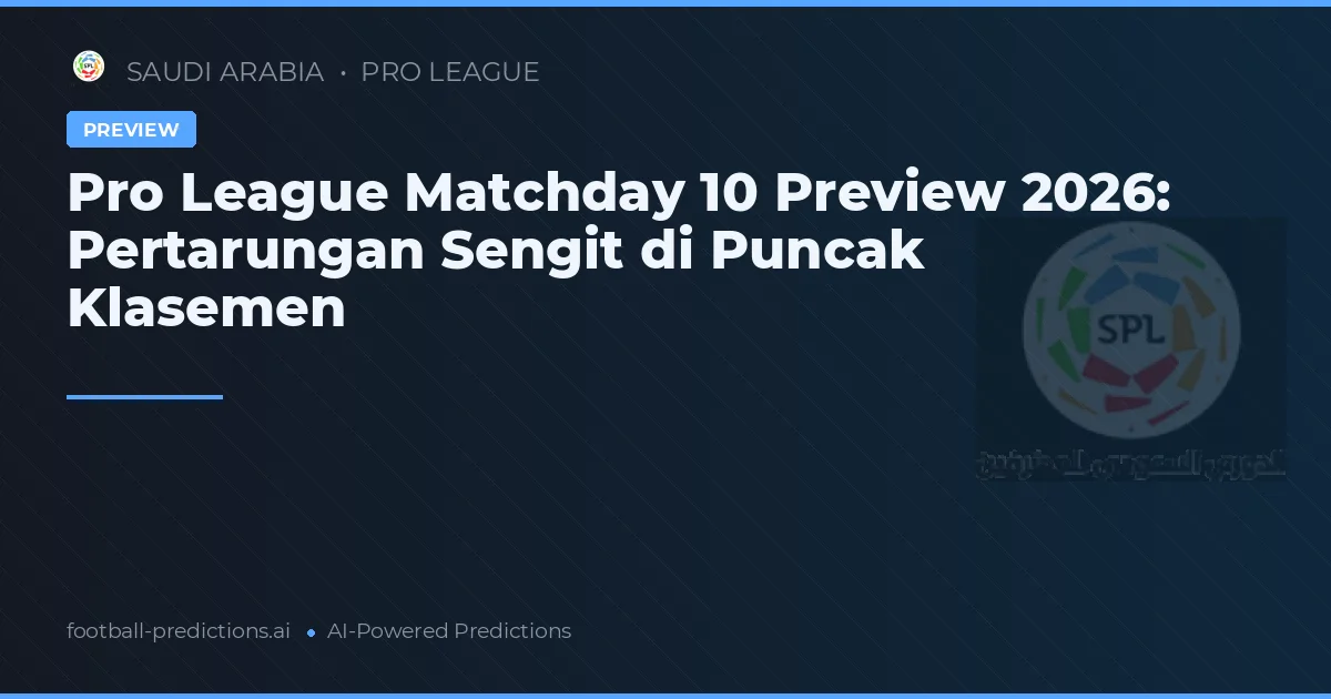 Pro League Matchday 10 Preview 2026: Pertarungan Sengit di Puncak Klasemen
