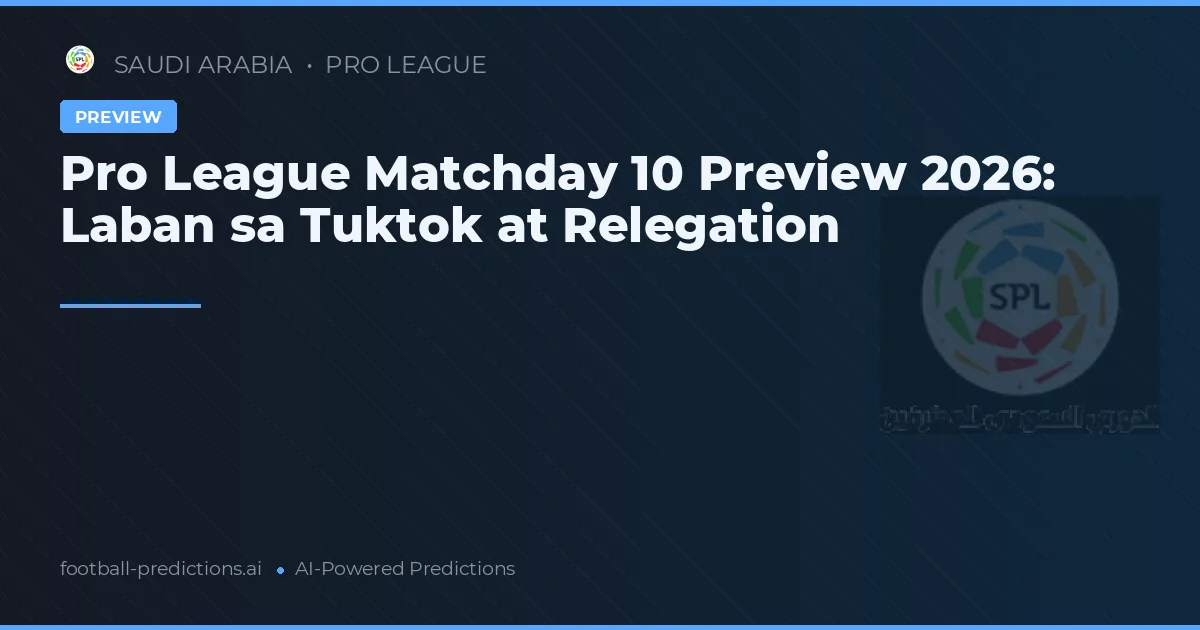 Pro League Matchday 10 Preview 2026: Laban sa Tuktok at Relegation