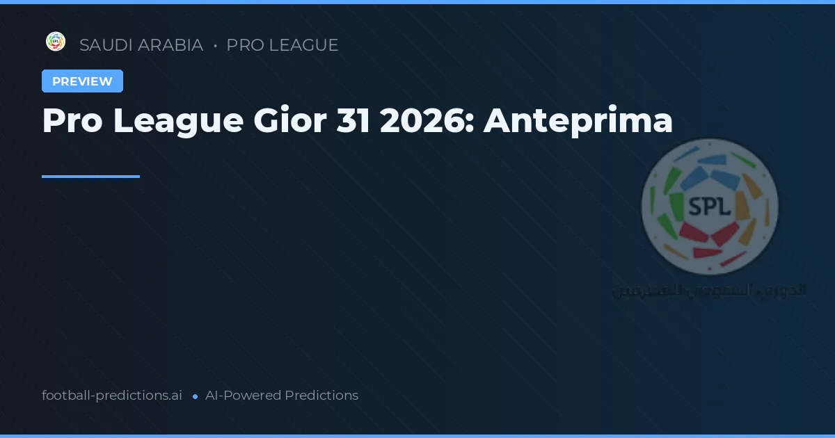 Pro League Gior 31 2026: Anteprima