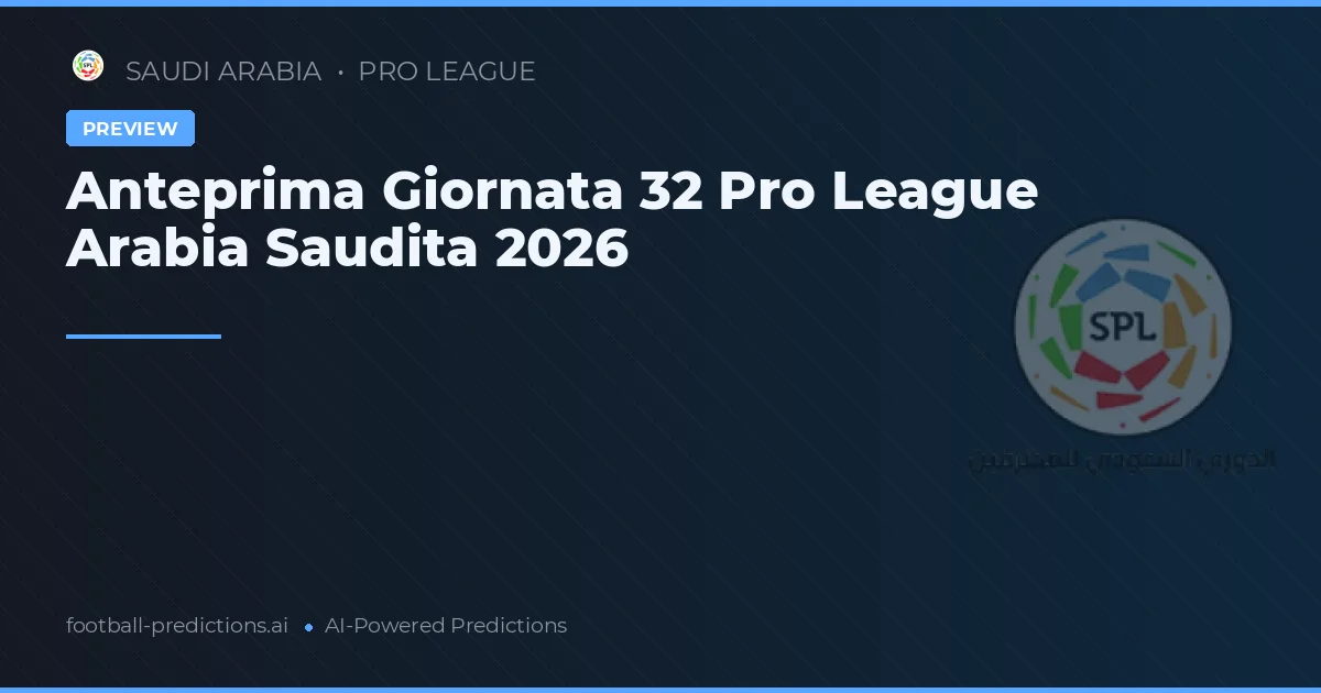 Anteprima Giornata 32 Pro League Arabia Saudita 2026