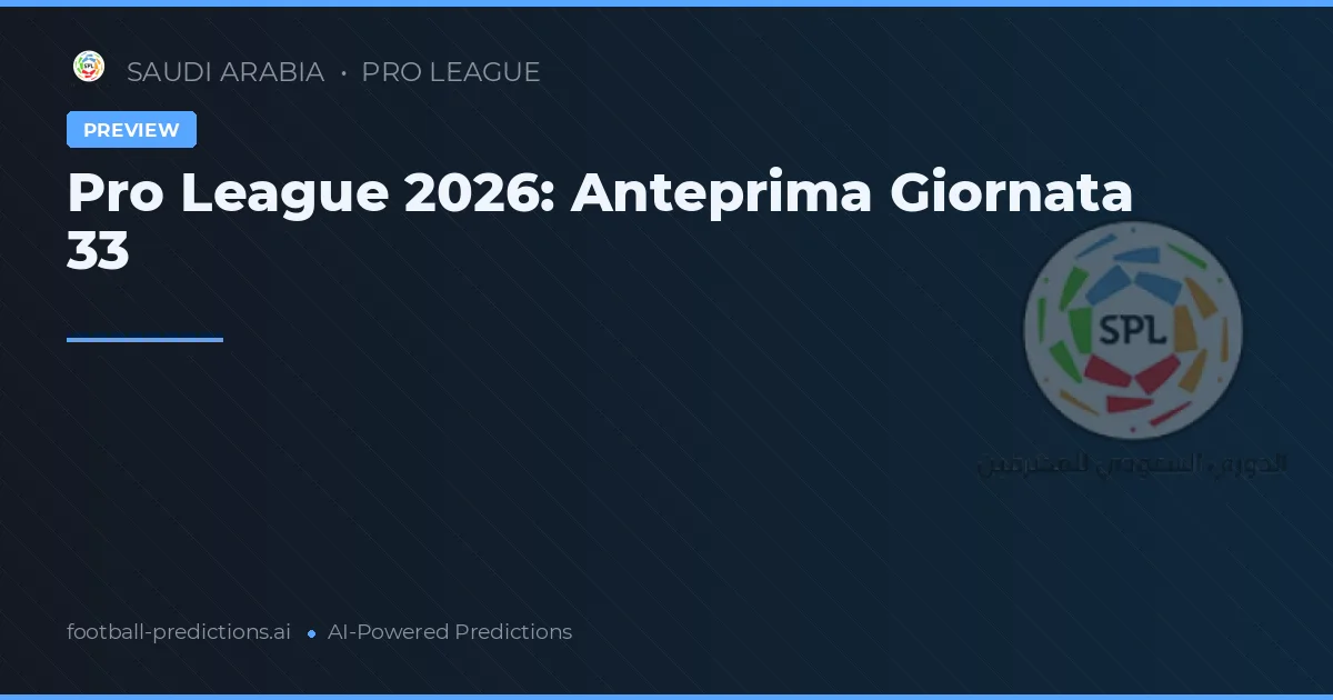 Pro League 2026: Anteprima Giornata 33