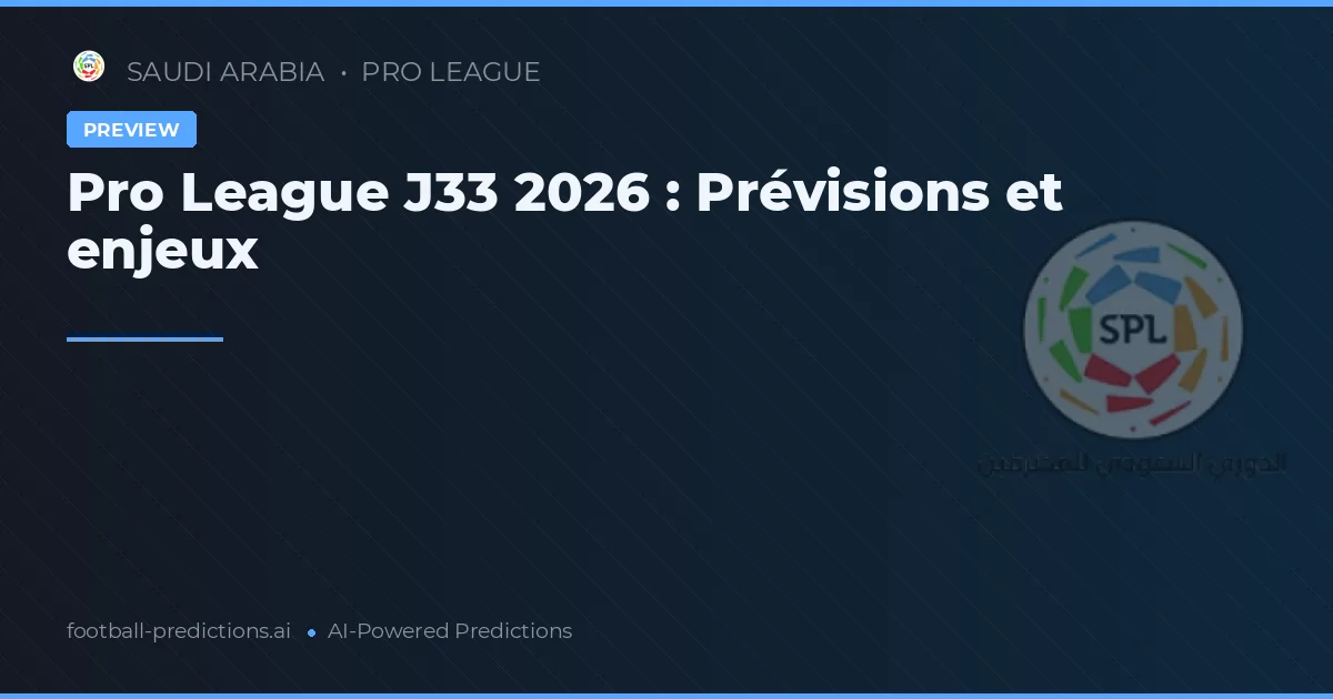 Pro League J33 2026 : Prévisions et enjeux