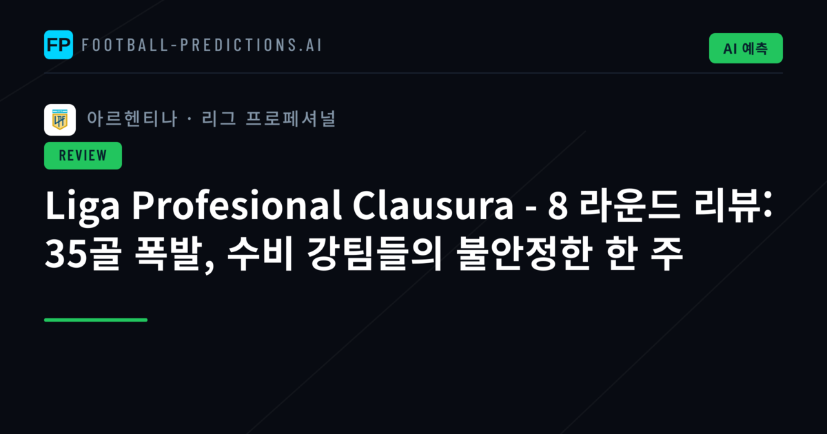 Liga Profesional Clausura - 8 라운드 리뷰: 35골 폭발, 수비 강팀들의 불안정한 한 주