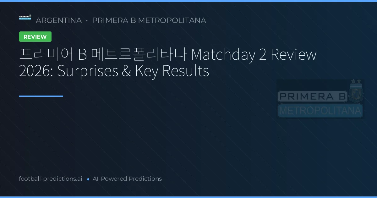프리미어 B 메트로폴리타나 Matchday 2 Review 2026: Surprises & Key Results
