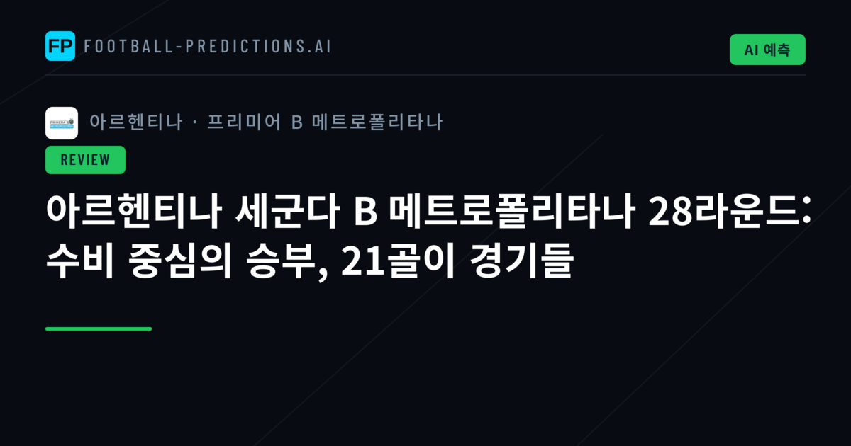 아르헨티나 세군다 B 메트로폴리타나 28라운드: 수비 중심의 승부, 21골이 경기들