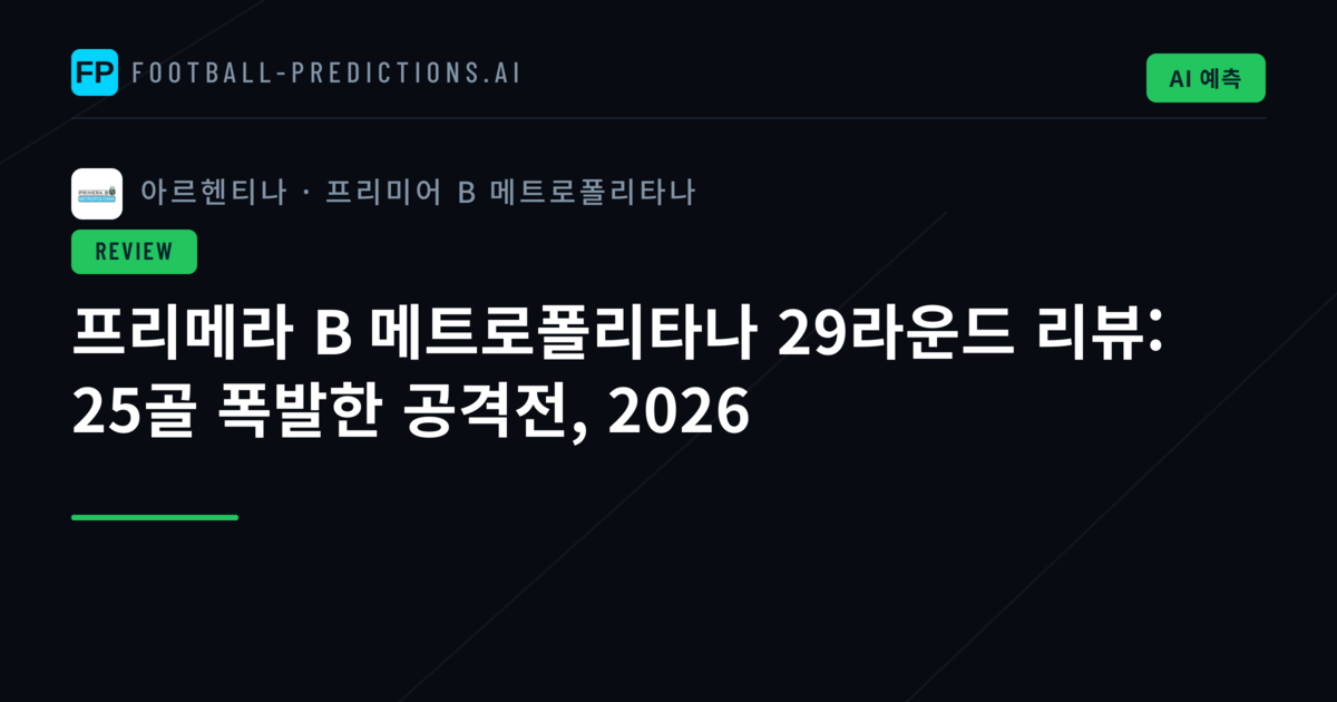 프리메라 B 메트로폴리타나 29라운드 리뷰: 25골 폭발한 공격전, 2026