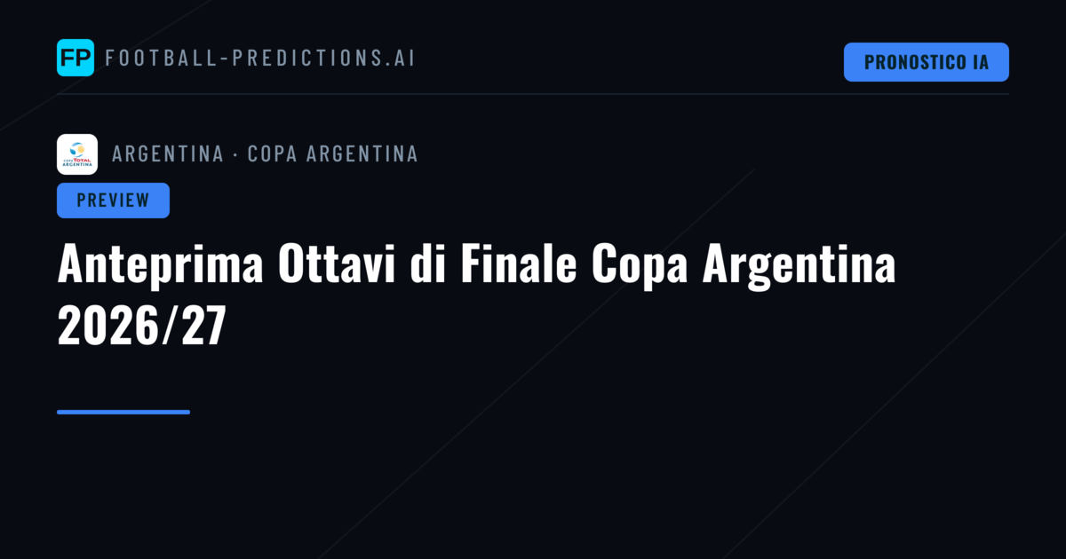 Anteprima Ottavi di Finale Copa Argentina 2026/27