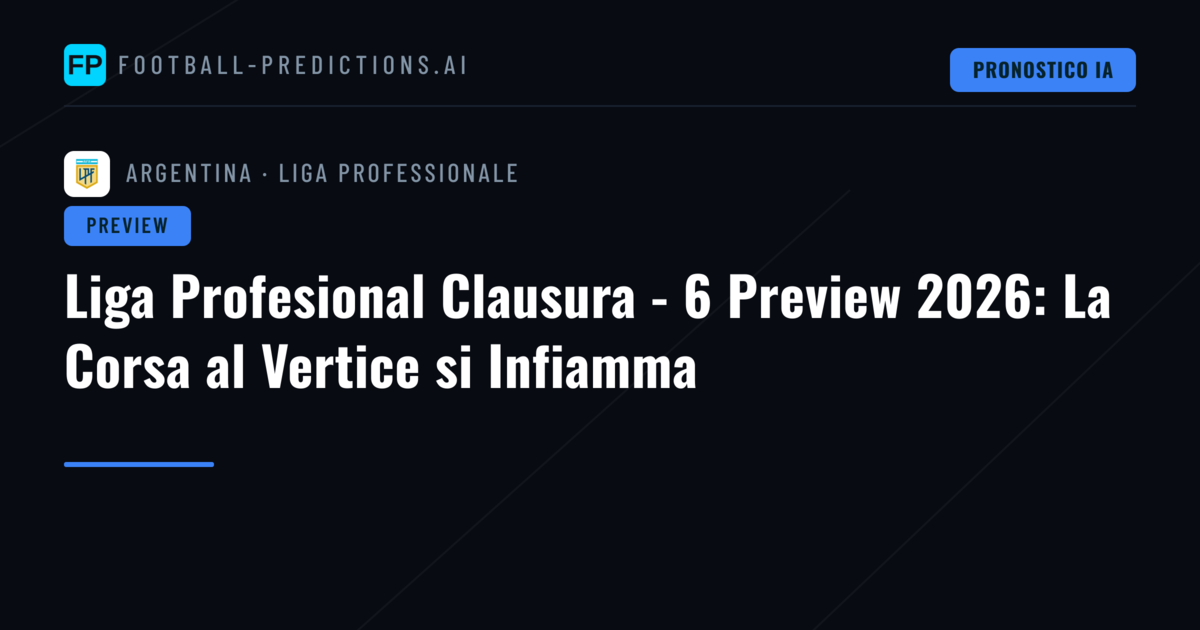 Liga Profesional Clausura - 6 Preview 2026: La Corsa al Vertice si Infiamma