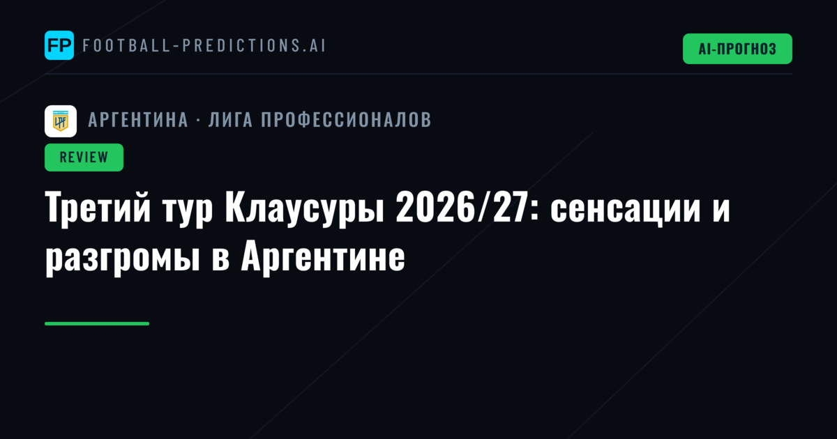 Третий тур Клаусуры 2026/27: сенсации и разгромы в Аргентине