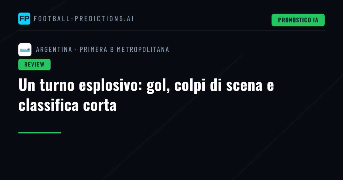 Un turno esplosivo: gol, colpi di scena e classifica corta