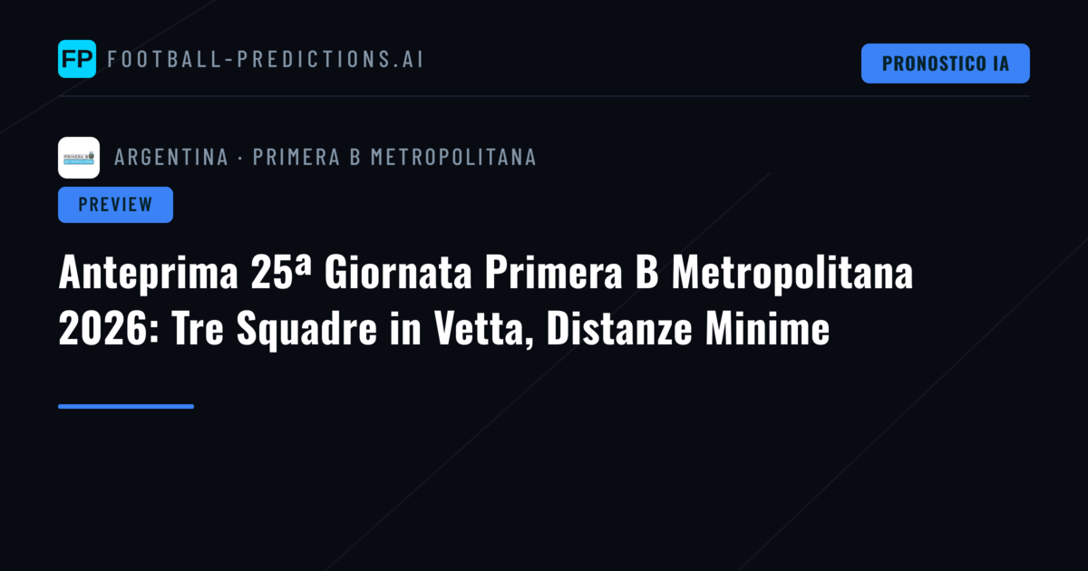 Anteprima 25ª Giornata Primera B Metropolitana 2026: Tre Squadre in Vetta, Distanze Minime