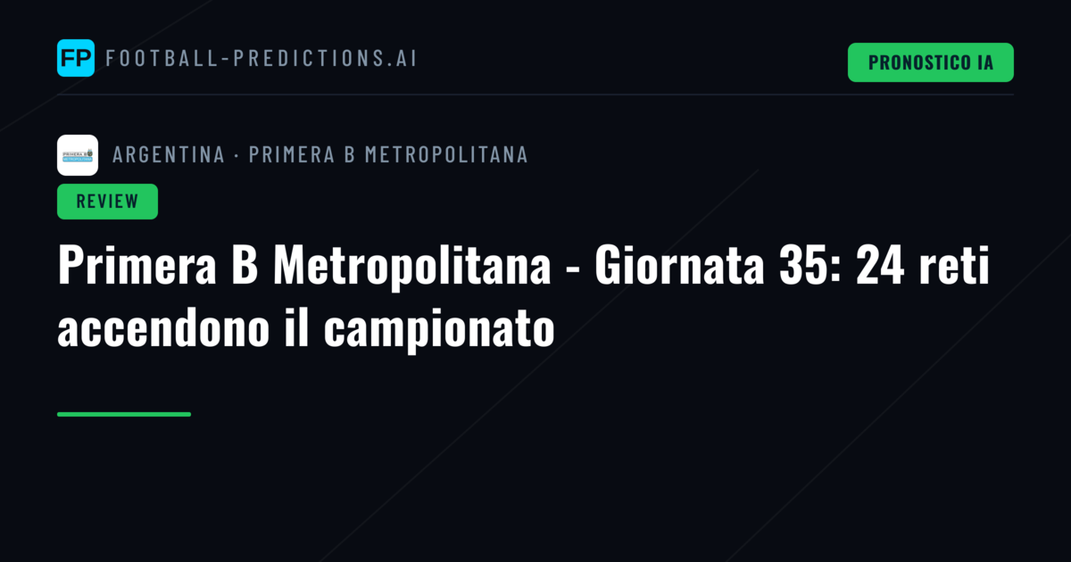 Primera B Metropolitana - Giornata 35: 24 reti accendono il campionato