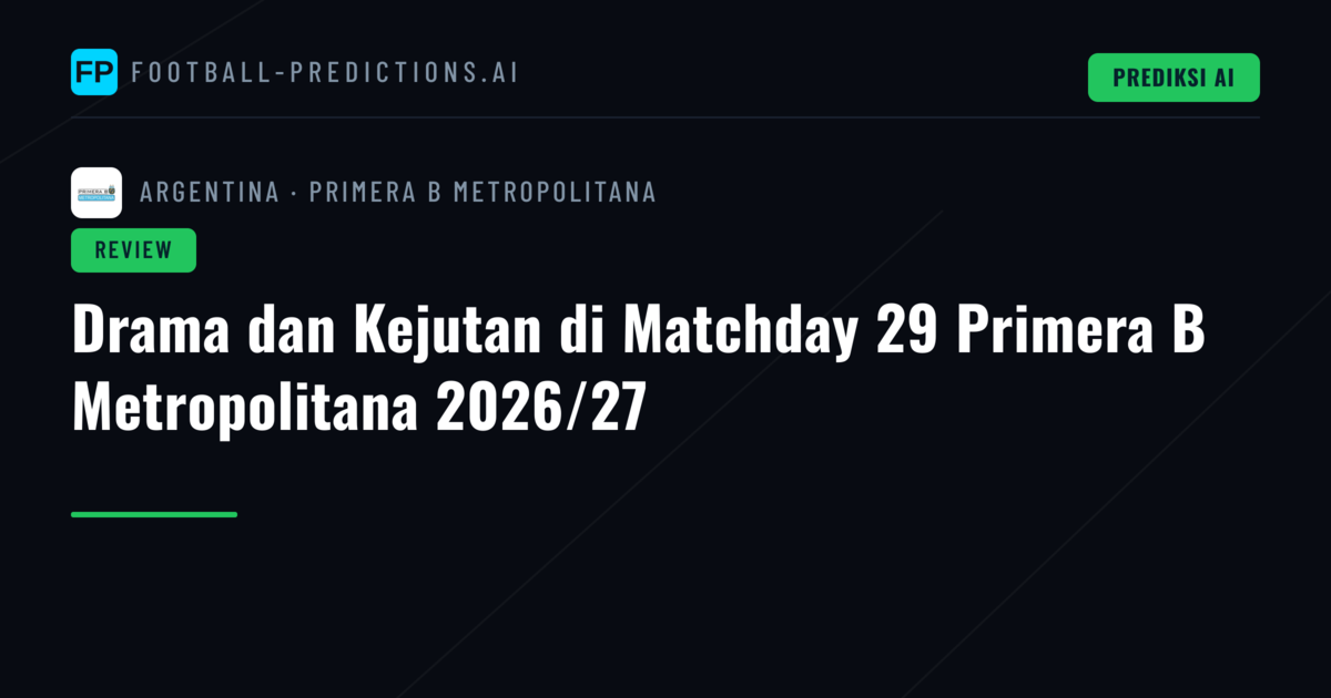 Drama dan Kejutan di Matchday 29 Primera B Metropolitana 2026/27