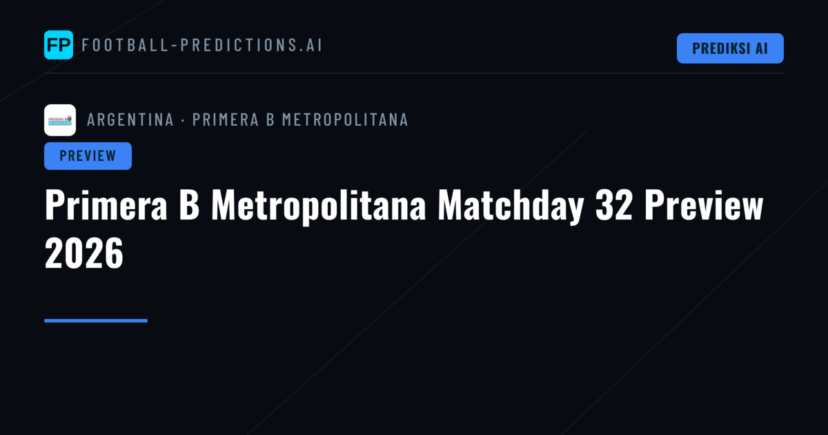 Primera B Metropolitana Matchday 32 Preview 2026