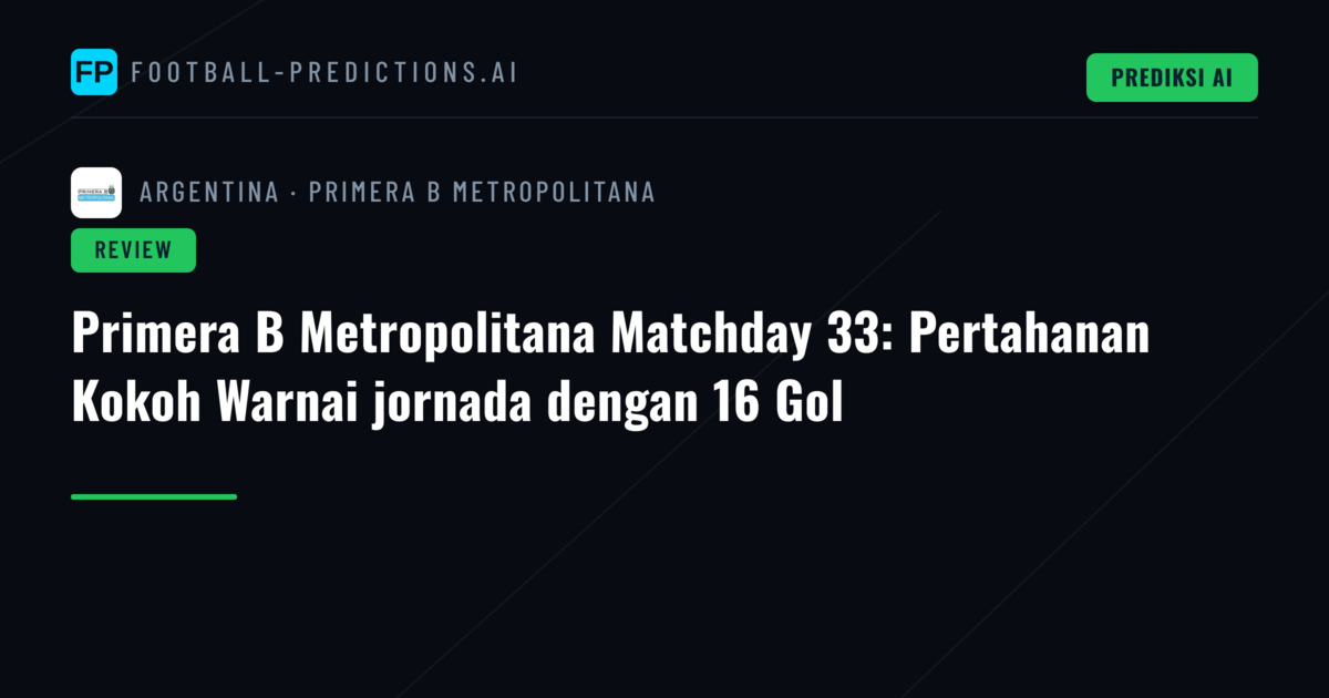 Primera B Metropolitana Matchday 33: Pertahanan Kokoh Warnai jornada dengan 16 Gol
