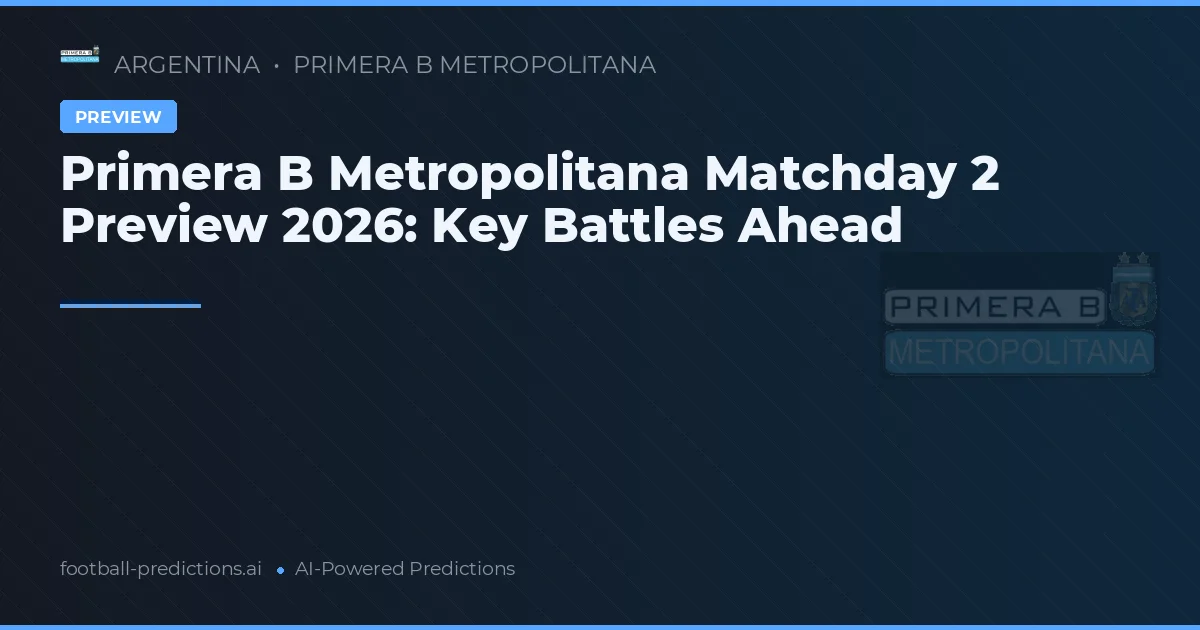 Primera B Metropolitana Matchday 2 Preview 2026: Key Battles Ahead