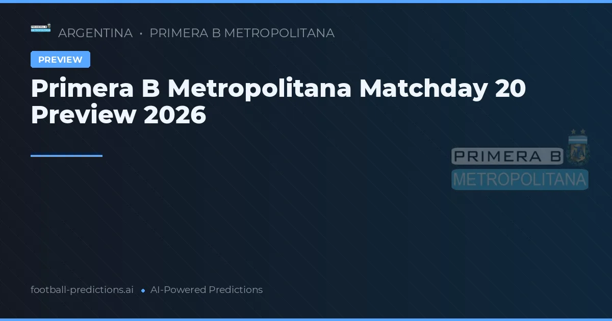 Primera B Metropolitana Matchday 20 Preview 2026