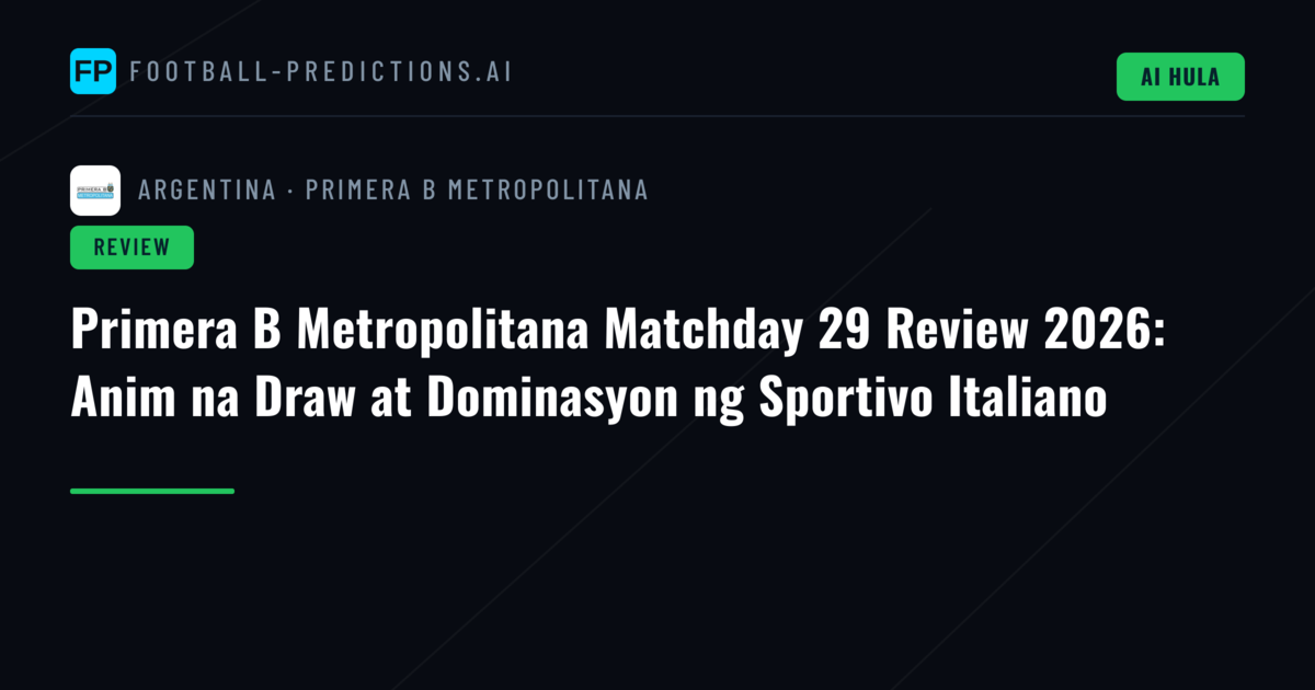 Primera B Metropolitana Matchday 29 Review 2026: Anim na Draw at Dominasyon ng Sportivo Italiano