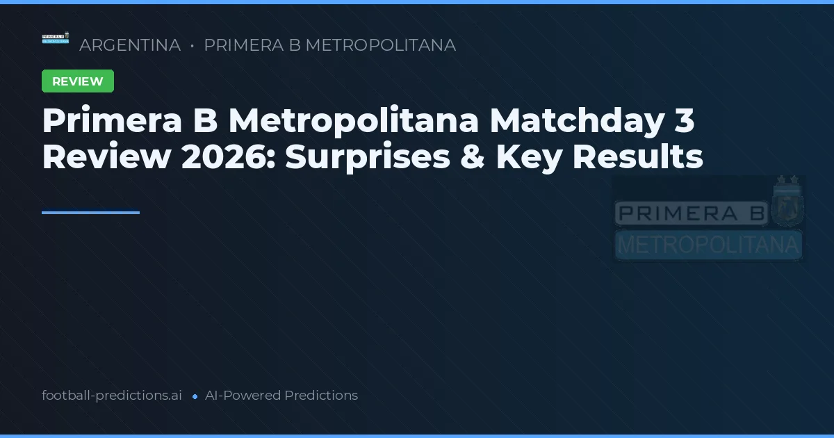 Primera B Metropolitana Matchday 3 Review 2026: Surprises & Key Results