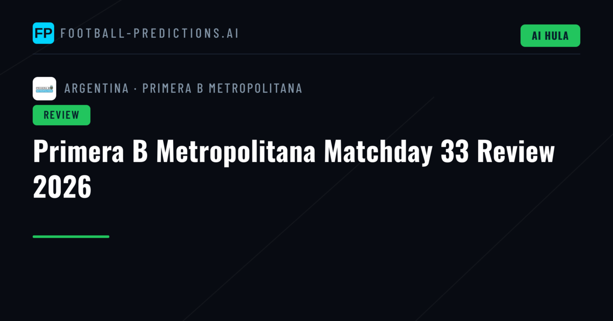 Primera B Metropolitana Matchday 33 Review 2026