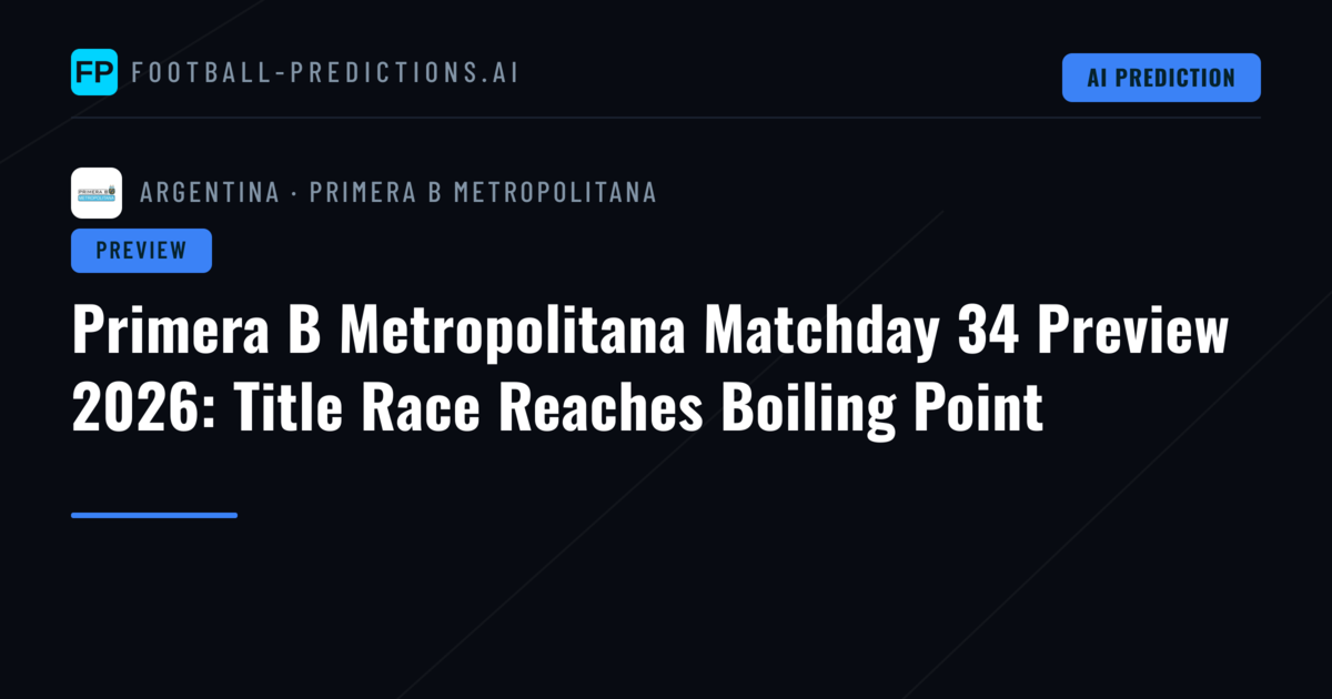 Primera B Metropolitana Matchday 34 Preview 2026: Title Race Reaches Boiling Point
