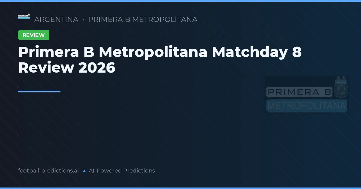 Primera B Metropolitana Matchday 8 Review 2026