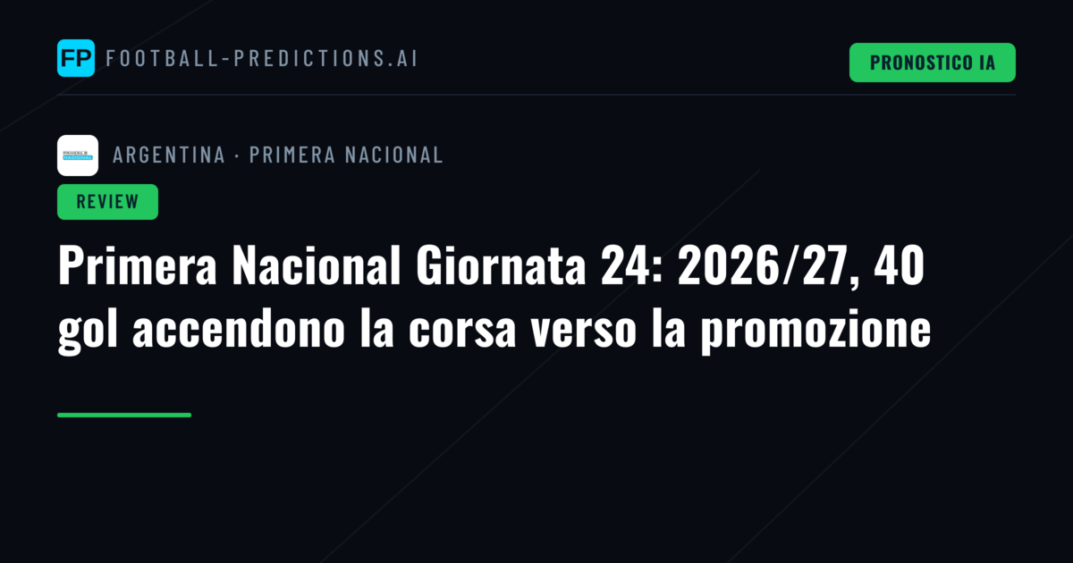 Primera Nacional Giornata 24: 2026/27, 40 gol accendono la corsa verso la promozione