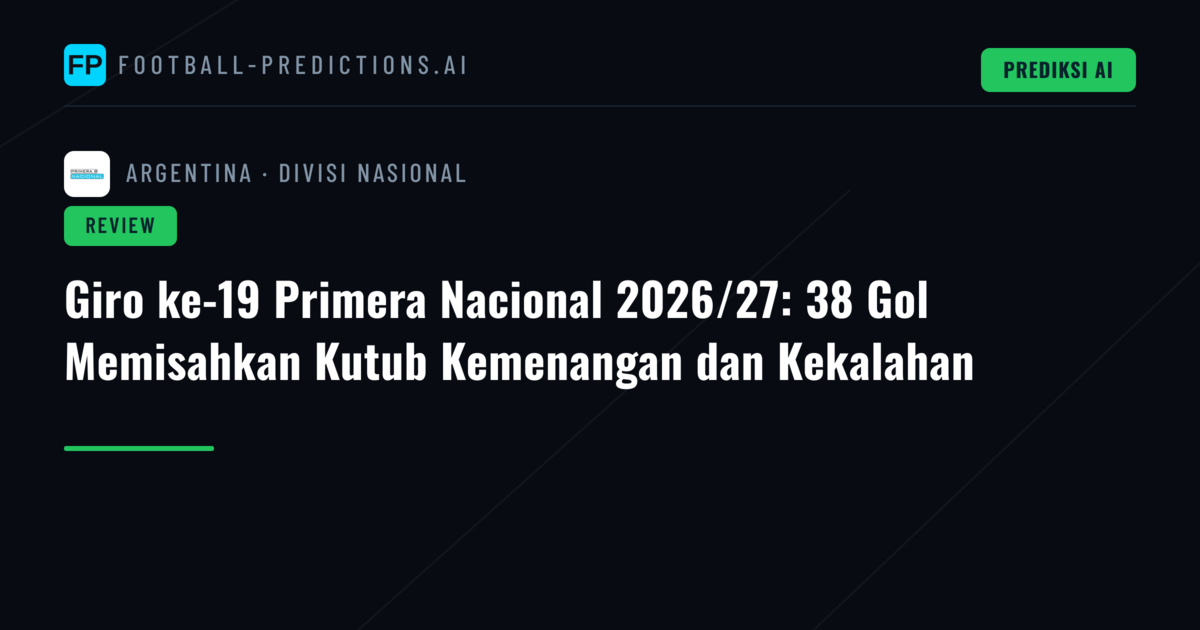 Giro ke-19 Primera Nacional 2026/27: 38 Gol Memisahkan Kutub Kemenangan dan Kekalahan