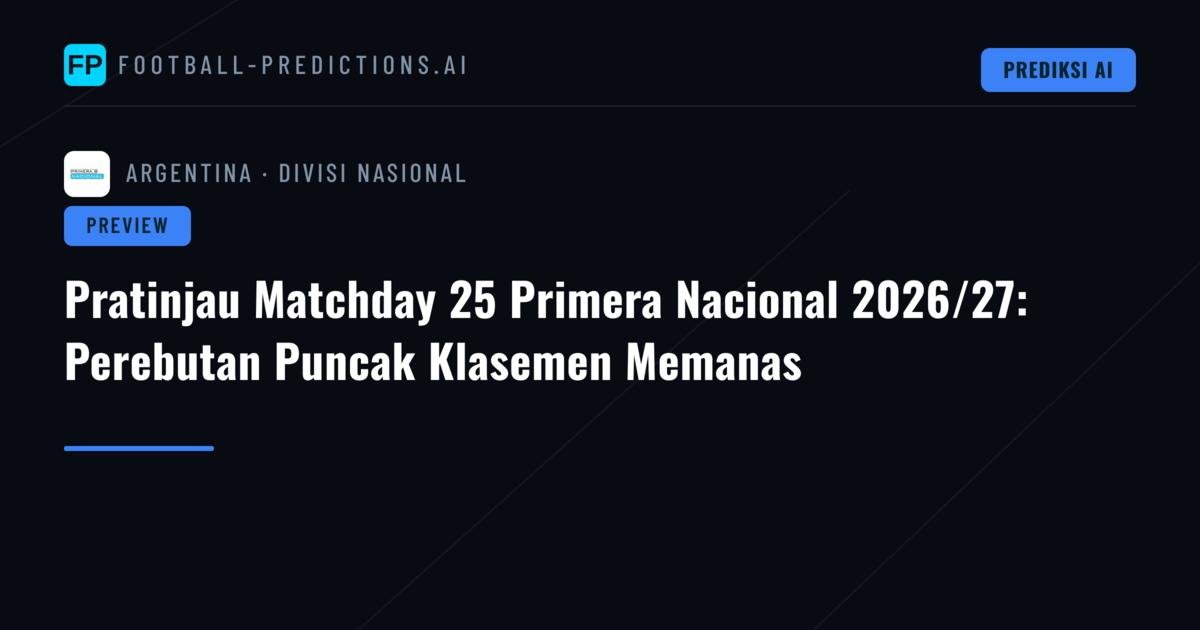 Pratinjau Matchday 25 Primera Nacional 2026/27: Perebutan Puncak Klasemen Memanas