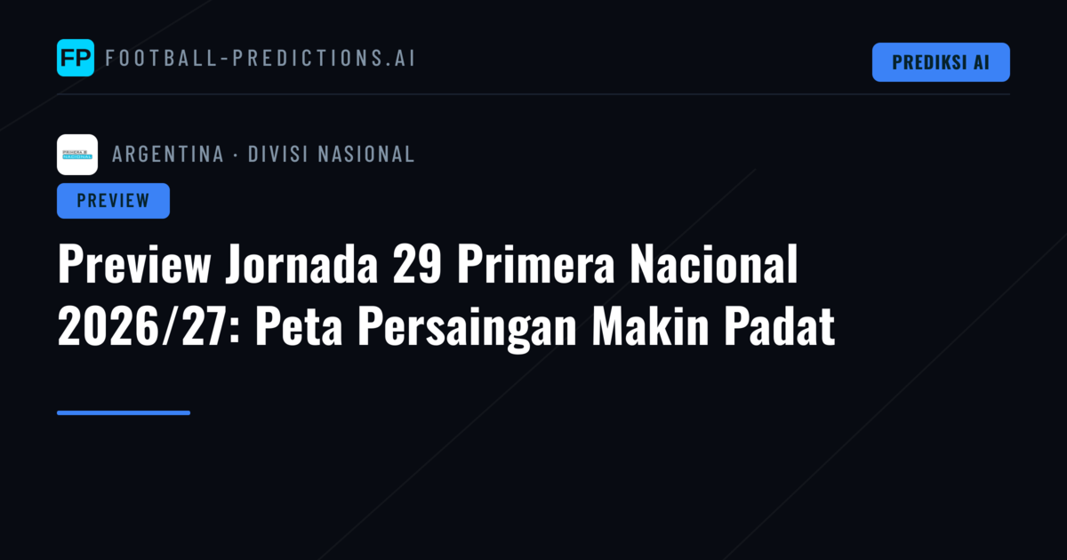 Preview Jornada 29 Primera Nacional 2026/27: Peta Persaingan Makin Padat