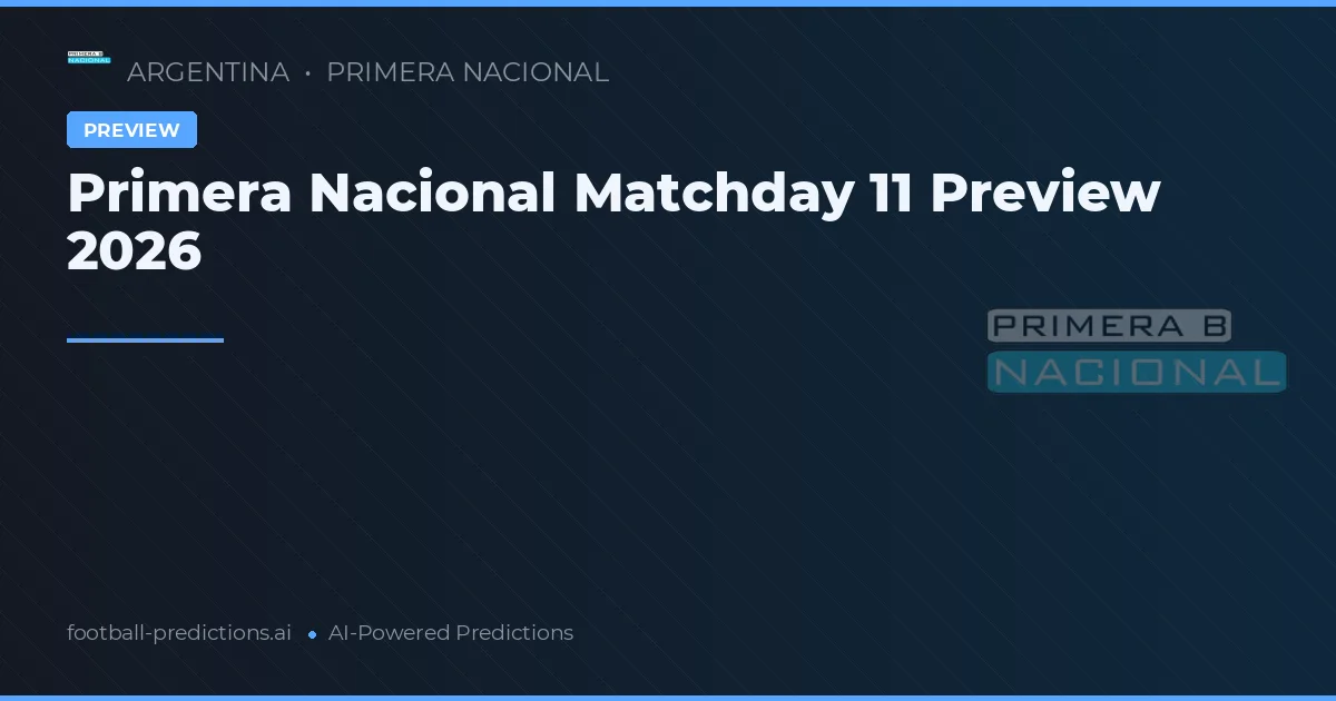 Primera Nacional Matchday 11 Preview 2026