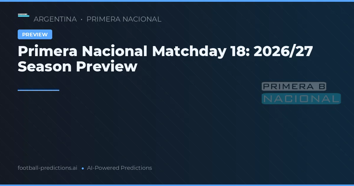 Primera Nacional Matchday 18: 2026/27 Season Preview
