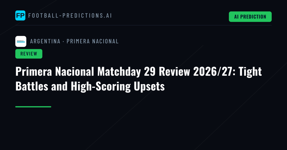 Primera Nacional Matchday 29 Review 2026/27: Tight Battles and High-Scoring Upsets
