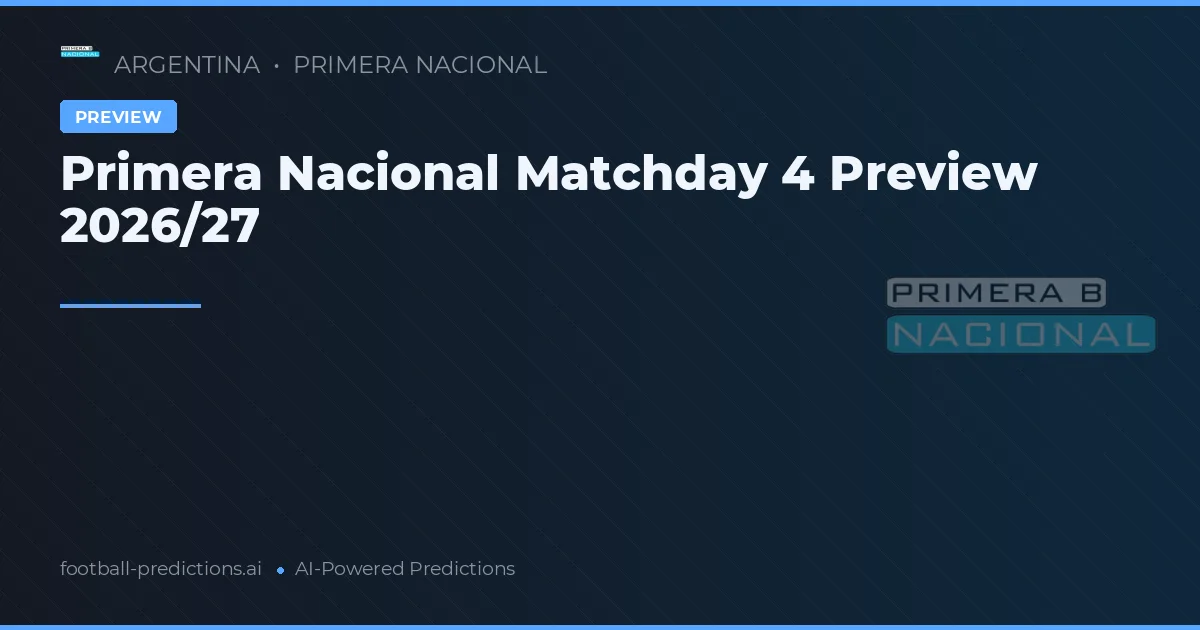 Primera Nacional Matchday 4 Preview 2026/27