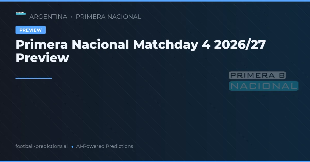 Primera Nacional Matchday 4 2026/27 Preview