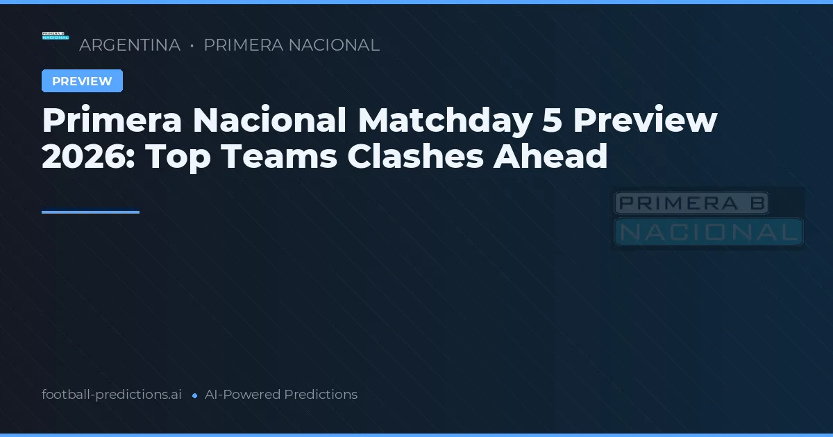Primera Nacional Matchday 5 Preview 2026: Top Teams Clashes Ahead