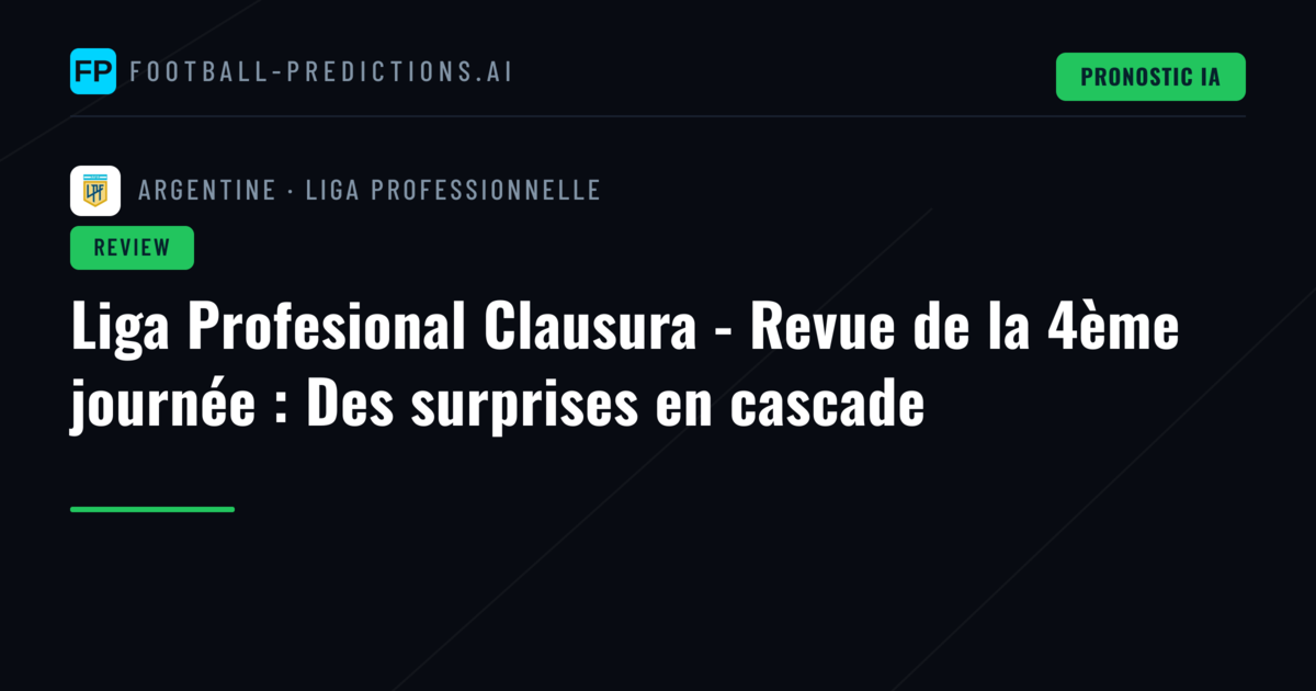 Liga Profesional Clausura - Revue de la 4ème journée : Des surprises en cascade