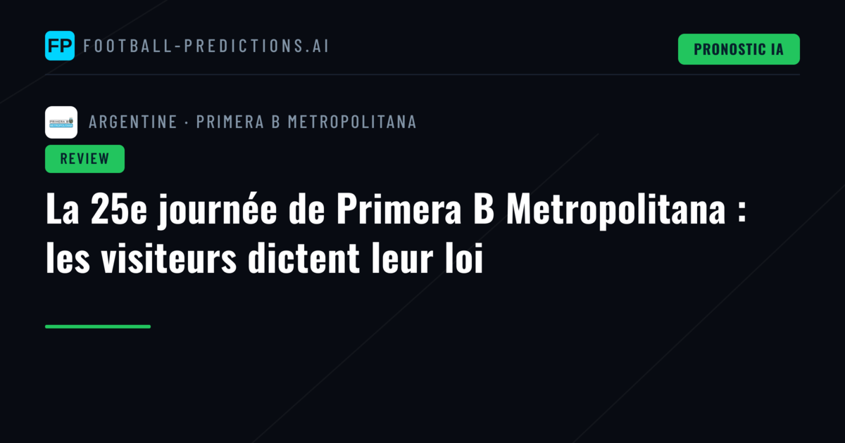 La 25e journée de Primera B Metropolitana : les visiteurs dictent leur loi