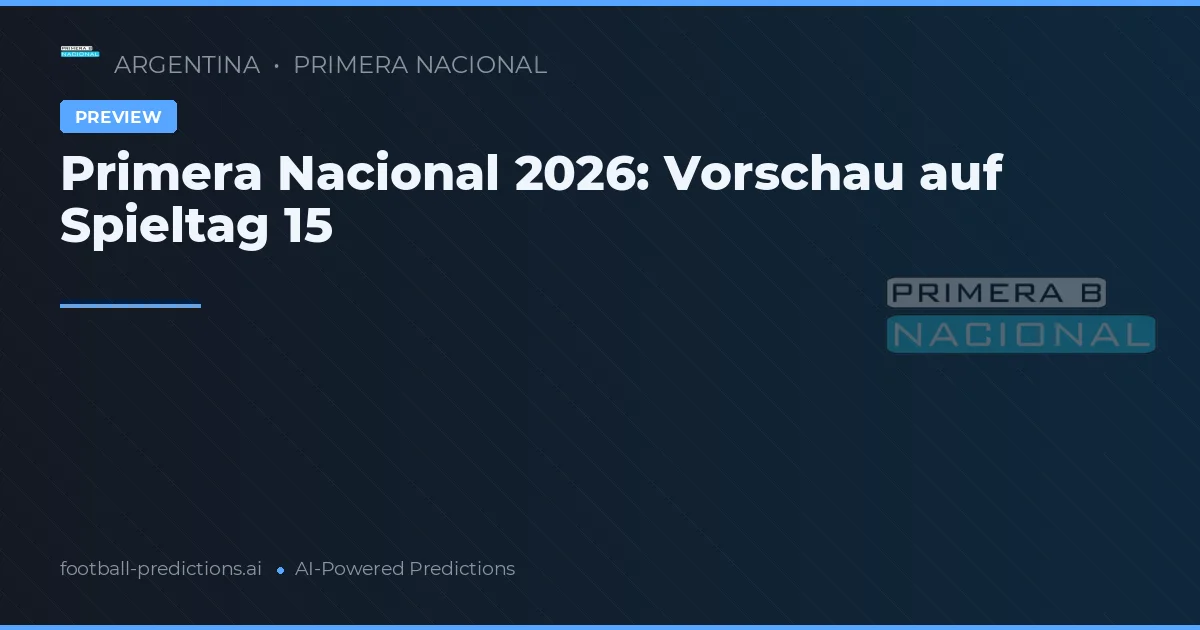Primera Nacional 2026: Vorschau auf Spieltag 15