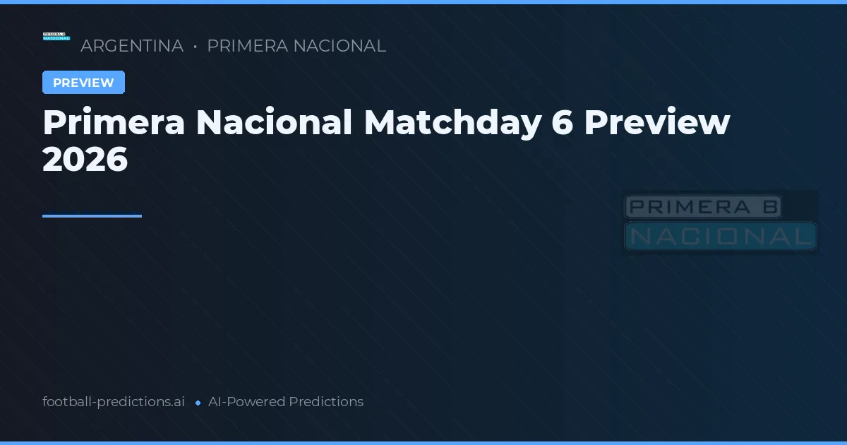 Primera Nacional Matchday 6 Preview 2026