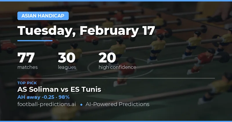Asian Handicap Predictions 17 Feb 2026