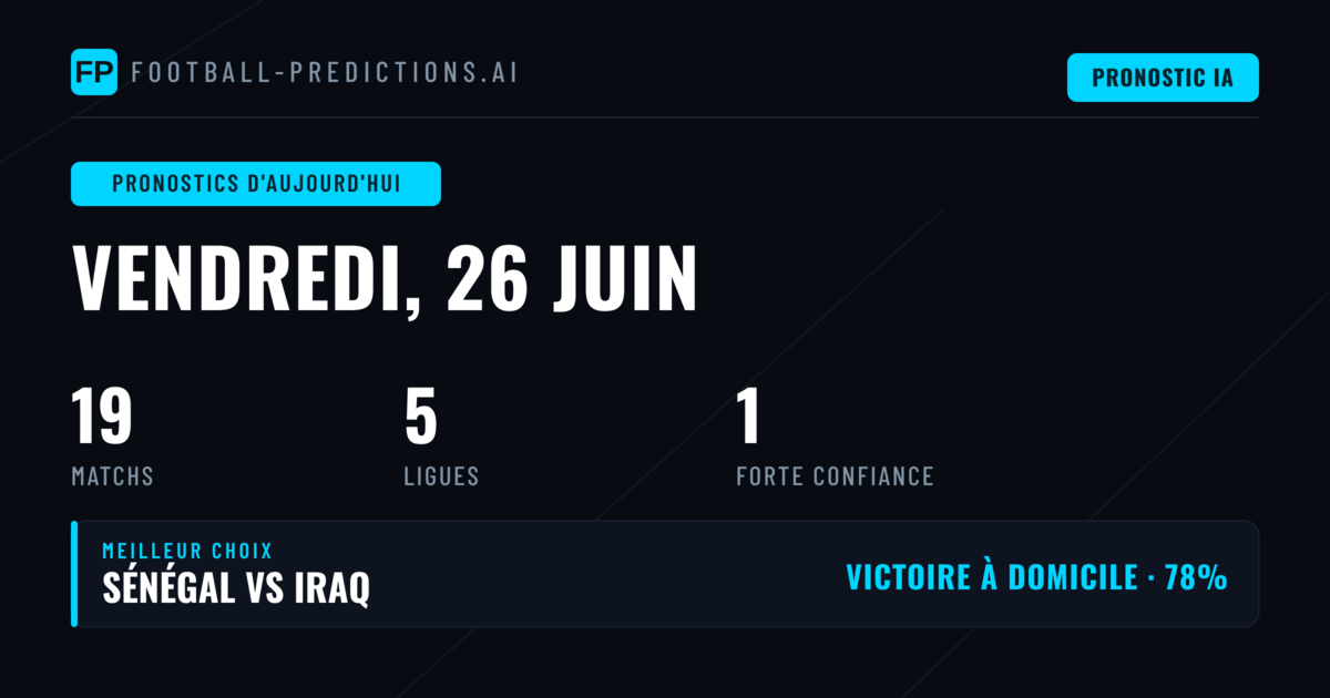 Vendredi 26 Jun 2026 : 19 rencontres au programme