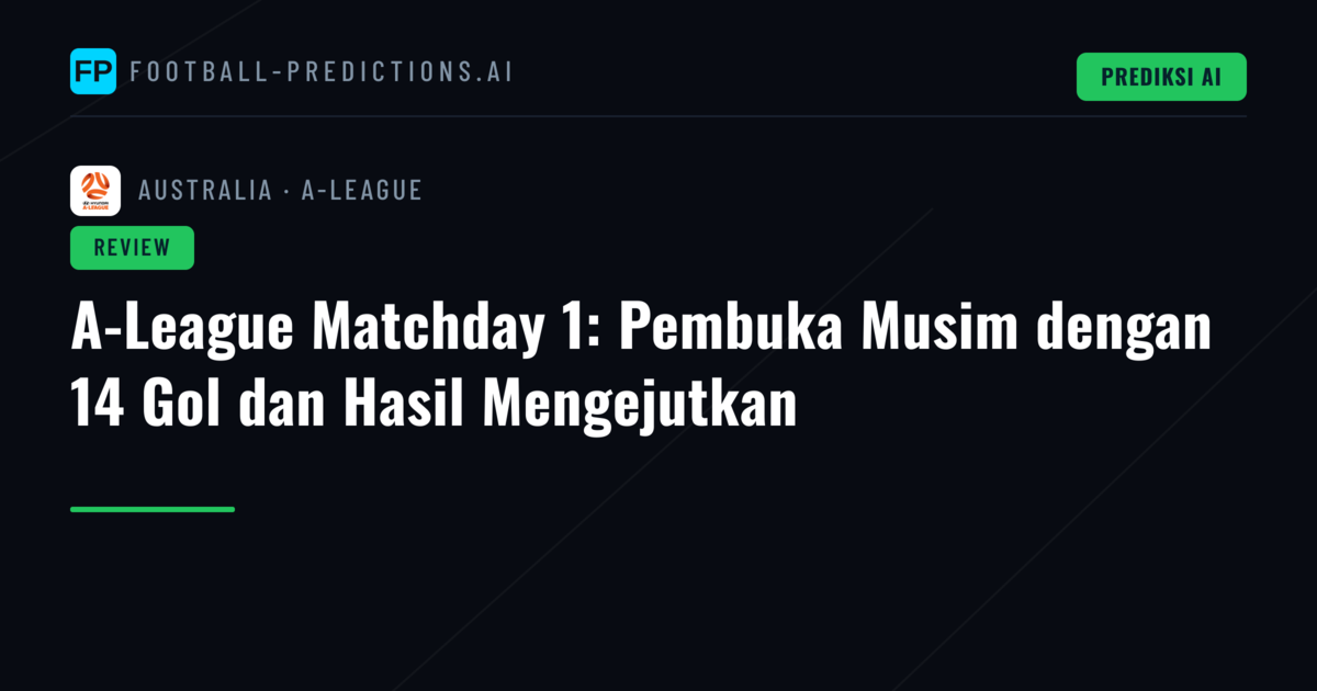 A-League Matchday 1: Pembuka Musim dengan 14 Gol dan Hasil Mengejutkan