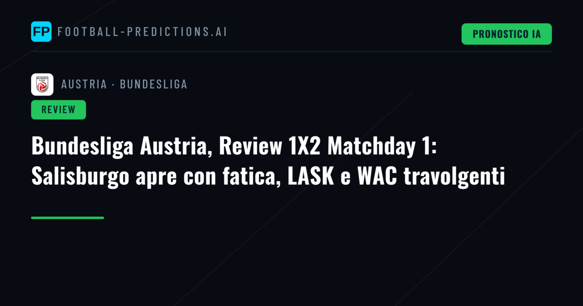 Bundesliga Austria, Review 1X2 Matchday 1: Salisburgo apre con fatica, LASK e WAC travolgenti