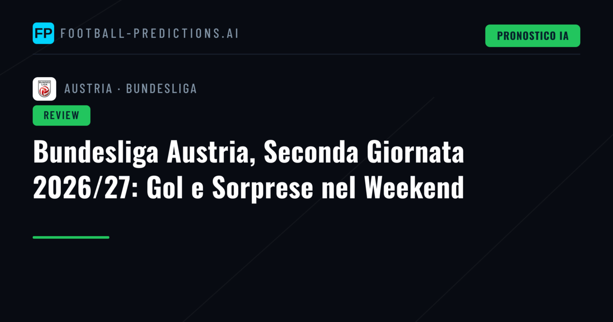 Bundesliga Austria, Seconda Giornata 2026/27: Gol e Sorprese nel Weekend