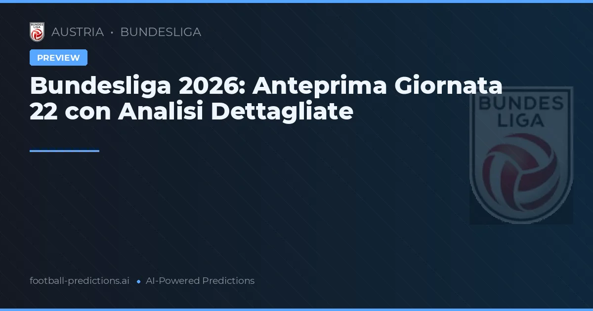 Bundesliga 2026: Anteprima Giornata 22 con Analisi Dettagliate
