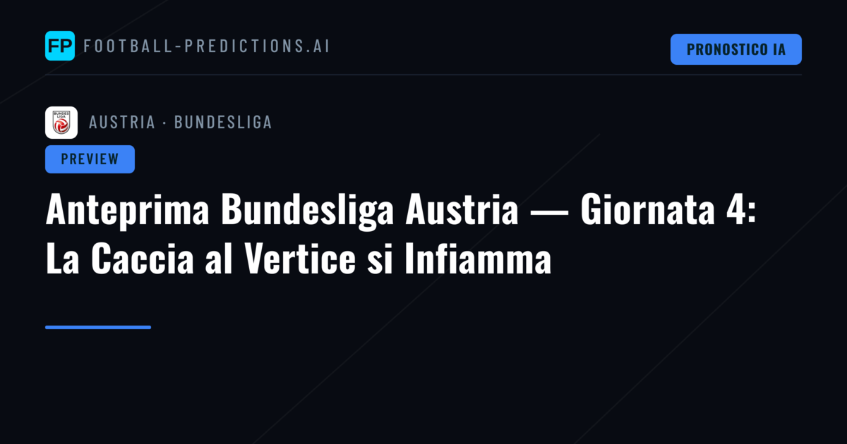 Anteprima Bundesliga Austria — Giornata 4: La Caccia al Vertice si Infiamma