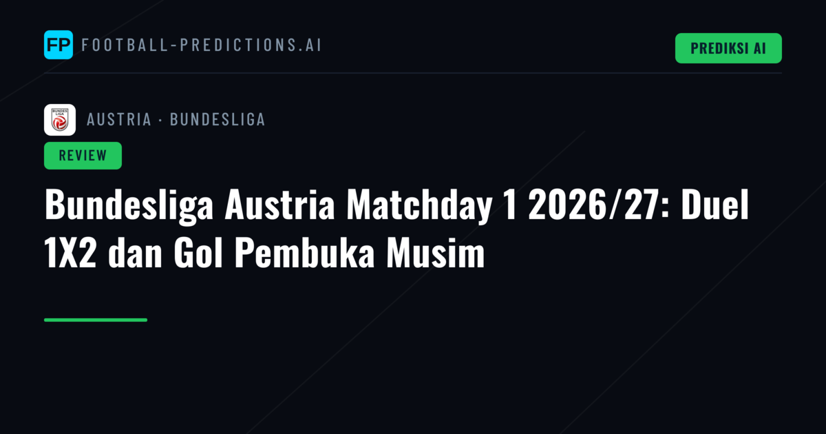 Bundesliga Austria Matchday 1 2026/27: Duel 1X2 dan Gol Pembuka Musim